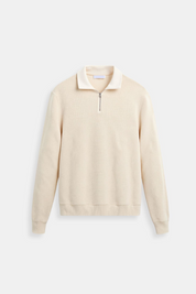 Emiel Ziptrui | Heren gebreide trui van katoen met hoge kraag en ritssluiting