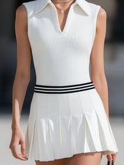 Dames Jurk met Plissé Getailleerde Bodice Lente en Zomer Casual - Wit - Maelen