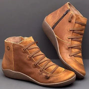 Giulia Boots | Retro Dames Enkellaarsjes van Leer met Warme Voering