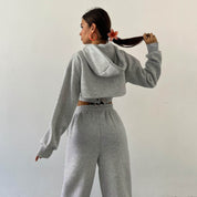 Aria Set | Fleece Loungewear Set met Cropped Hoodie, Corset Vest & Joggers