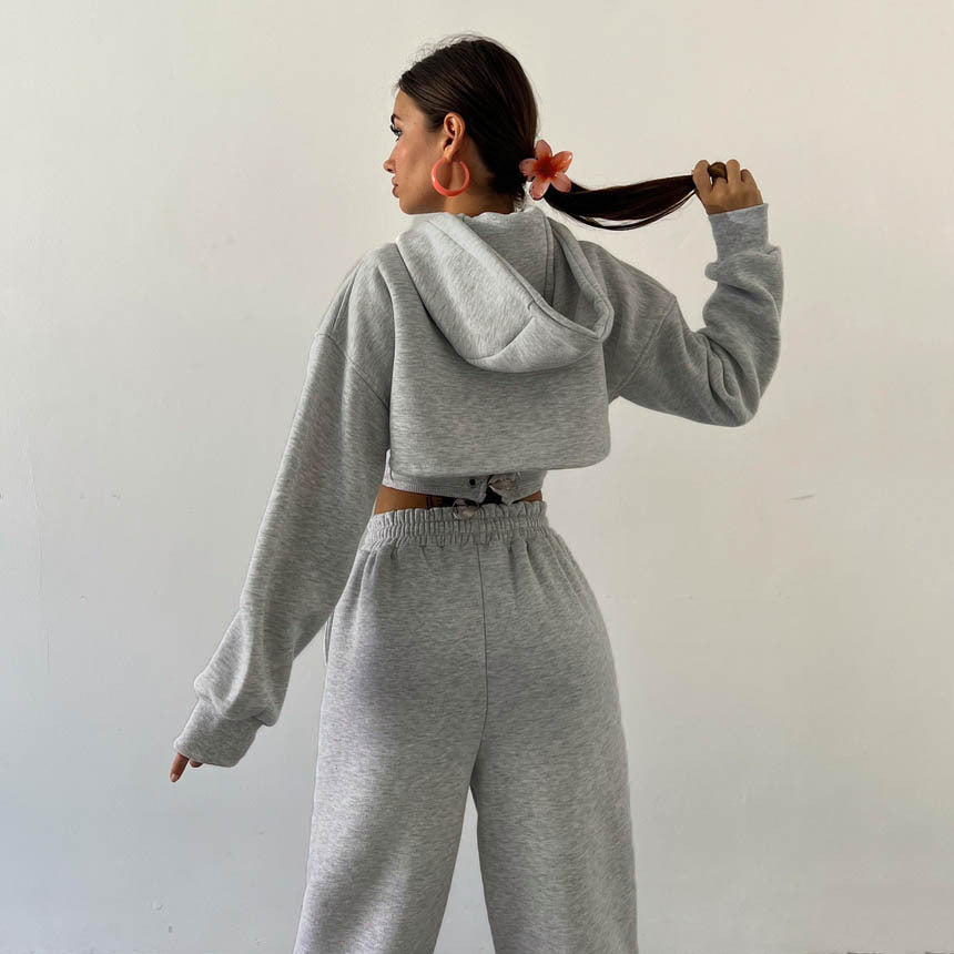 Aria Set | Fleece Loungewear Set met Cropped Hoodie, Corset Vest & Joggers