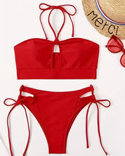 String Bikini Set Dames met Verstelbare Strikjes en Halter Top - Serena Palomino