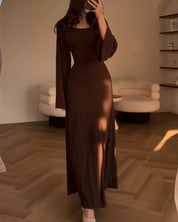 Renata Jurk | Lange Mouwen Jurk met Flatterend Silhouet en Tijdloze Elegantie