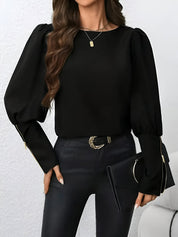 Bodi Blouse | Elegante Blouse met Pofmouwen en Metallic Ritssluiting