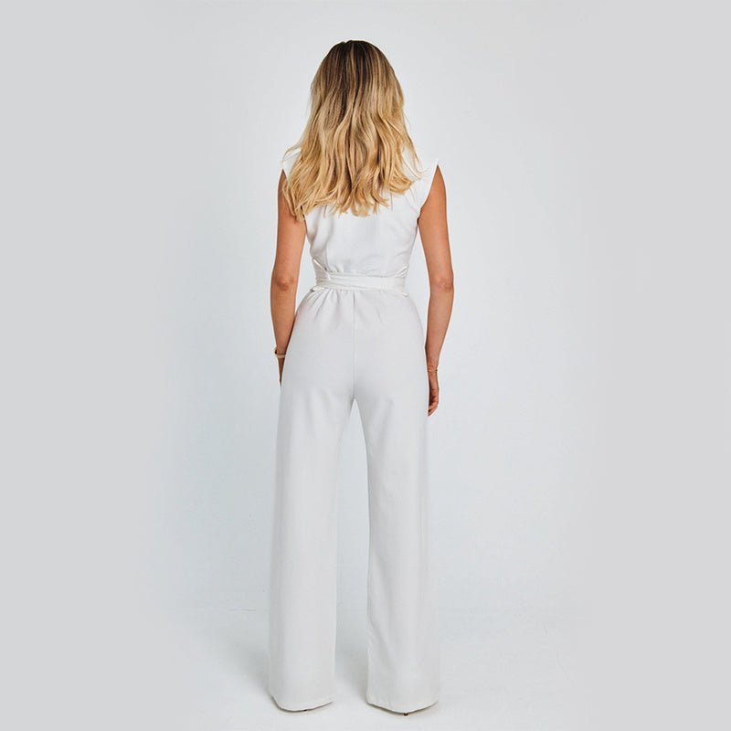 Valeria Jumpsuit | Elegante Mouwloze Jumpsuit met Wijdpijpsilhouet en Minimalistisch Design
