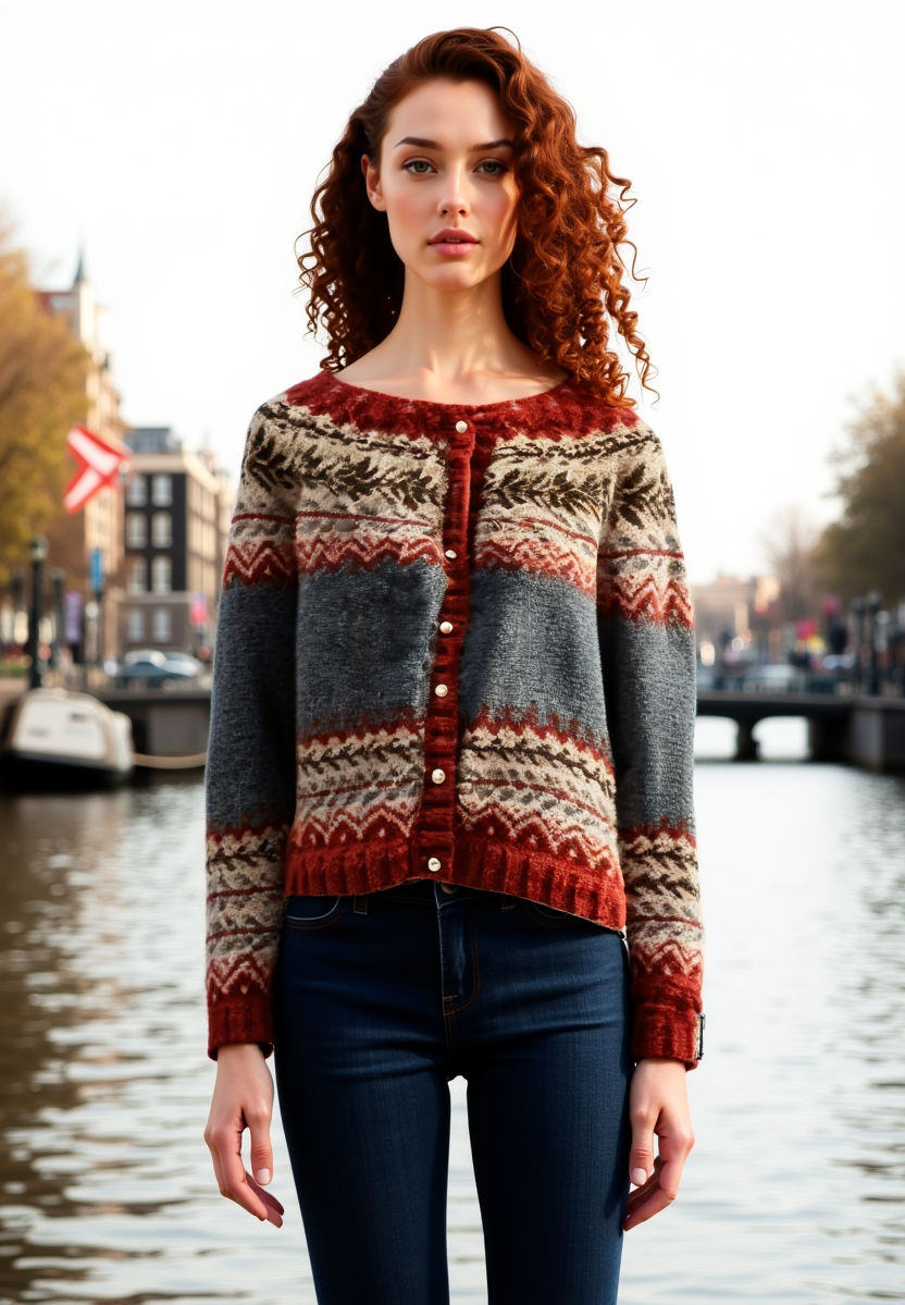 Elena Grijze Wollen Dames Trui – Noorse Cardigan met Scandinavisch Design & Warme Stijl