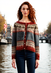 Elena Grijze Wollen Dames Trui – Noorse Cardigan met Scandinavisch Design & Warme Stijl