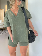 Sofia Set | Zomers Two-Piece Set met Slim-Fit Short en Oversized Top