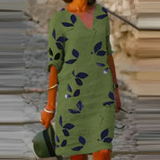 Mavina Jurk | Zomerjurk met Botanische Print en Flatterende Pasvorm voor Dames