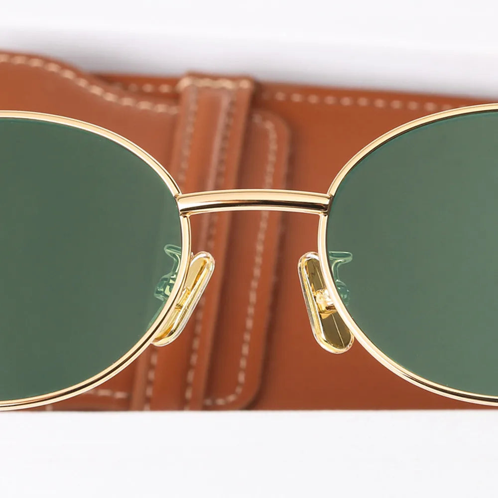 Dames Zonnebril Vintage Metalen Frame Groene Glazen UV-bescherming - Zwart Goud / Groen / Bronze - Maelen