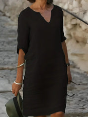 Caelina Jurk | Elegante 3/4 Mouw Jurk voor Dagelijks Comfort en Stijl