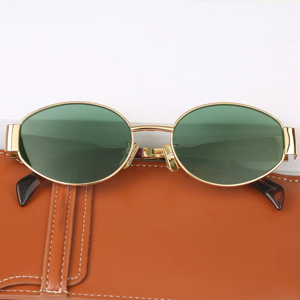 Dames Zonnebril Vintage Metalen Frame Groene Glazen UV-bescherming - Zwart Goud / Groen / Bronze - Maelen