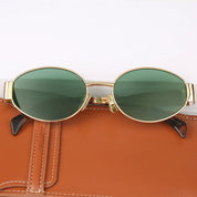 Dames Zonnebril Vintage Metalen Frame Groene Glazen UV-bescherming - Zwart Goud / Groen / Bronze - Maelen