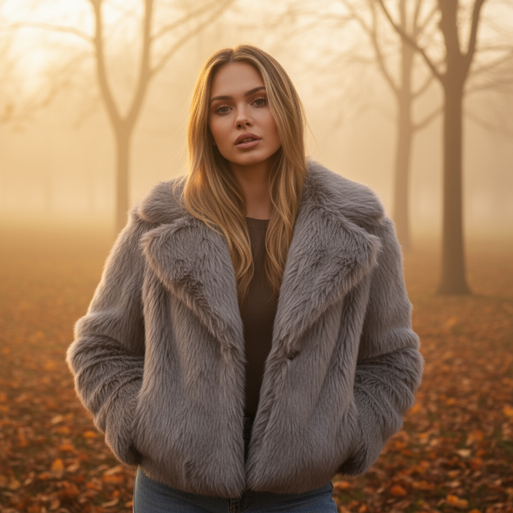 Ivana Luxe faux bontjas dames – zachte warme jas met elegante getailleerde pasvorm