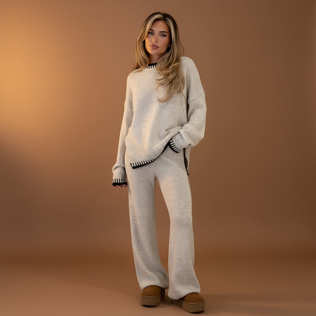 Zachte Comfort Set Dames – Gebreide Tweedelige Outfit voor Winterwarmte | Emilia Santori
