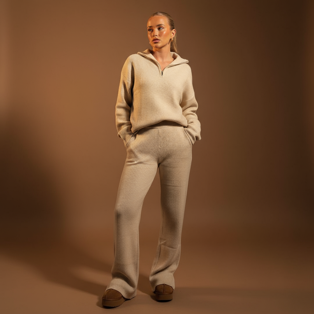 Helena Luxe dames herfst set – zachte tweedelige outfit met elegante pasvorm