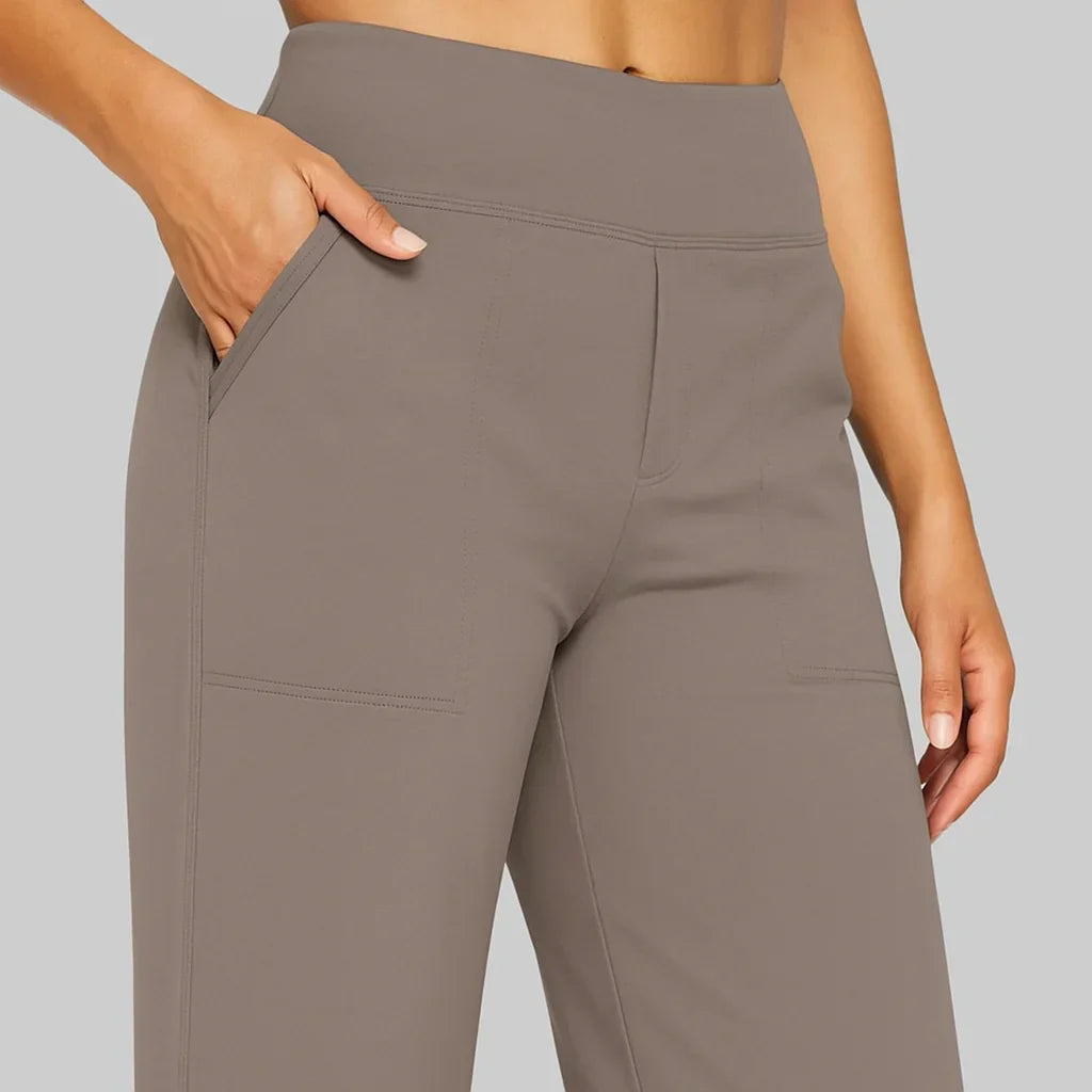 Lia Stretchbroek Dames met Comfortabele Pasvorm, Hoge Taille en Zachte Stretchstof - Zwart/Rood/Blauw