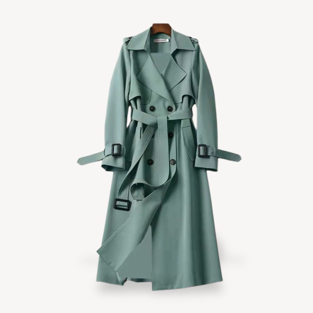 Rosa dames trenchcoat – klassieke katoenen jas met ceintuur en tijdloos design