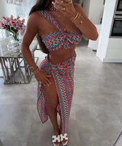 Adela Set | Zomerse Dames Set met Bandeau Top en Rok met Split