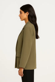 Dames Blazer Getailleerd Dubbele Knopen Zakelijk Casual - Olijfgroen / Zwart - Maelen