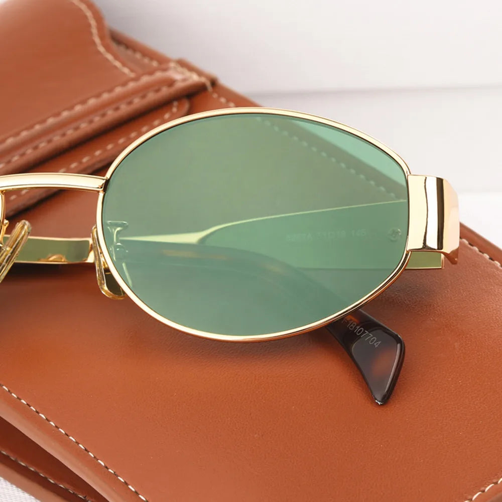 Dames Zonnebril Vintage Metalen Frame Groene Glazen UV-bescherming - Zwart Goud / Groen / Bronze - Maelen