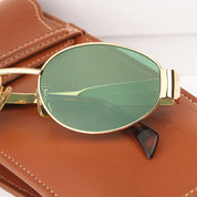 Dames Zonnebril Vintage Metalen Frame Groene Glazen UV-bescherming - Zwart Goud / Groen / Bronze - Maelen