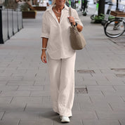 Aerielle Set | Comfortabele Damesset met Losvallende Broek en Overhemd van Luchtige Stof