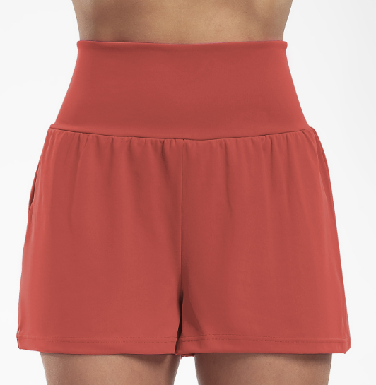Alyssa Sportshorts | 2-in-1 Dames Sportshort met Hoge Taille en Slimme Zakken