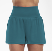 Alyssa Sportshorts | 2-in-1 Dames Sportshort met Hoge Taille en Slimme Zakken