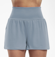 Alyssa Sportshorts | 2-in-1 Dames Sportshort met Hoge Taille en Slimme Zakken