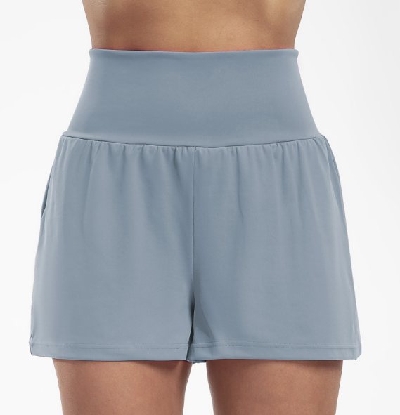 Alyssa Sportshorts | 2-in-1 Dames Sportshort met Hoge Taille en Slimme Zakken