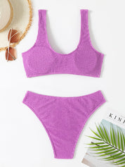 Selena Badpak | Elegant One-Piece Badpak met Gedraaide Halslijn en Golvend Gerimpeld Design