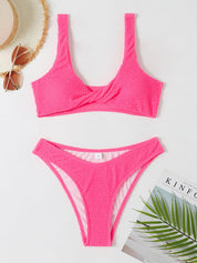 Selena Badpak | Elegant One-Piece Badpak met Gedraaide Halslijn en Golvend Gerimpeld Design