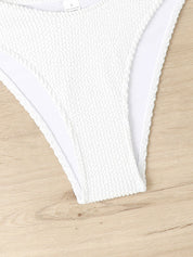 Selena Badpak | Elegant One-Piece Badpak met Gedraaide Halslijn en Golvend Gerimpeld Design