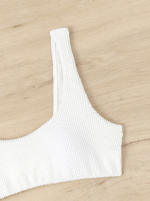 Selena Badpak | Elegant One-Piece Badpak met Gedraaide Halslijn en Golvend Gerimpeld Design