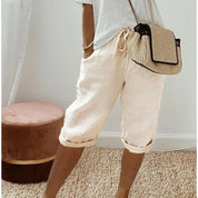 Dames Korte Capri Broek Elastische Taille Zomer Casual - Khaki / Zwart / Beige - Maelen