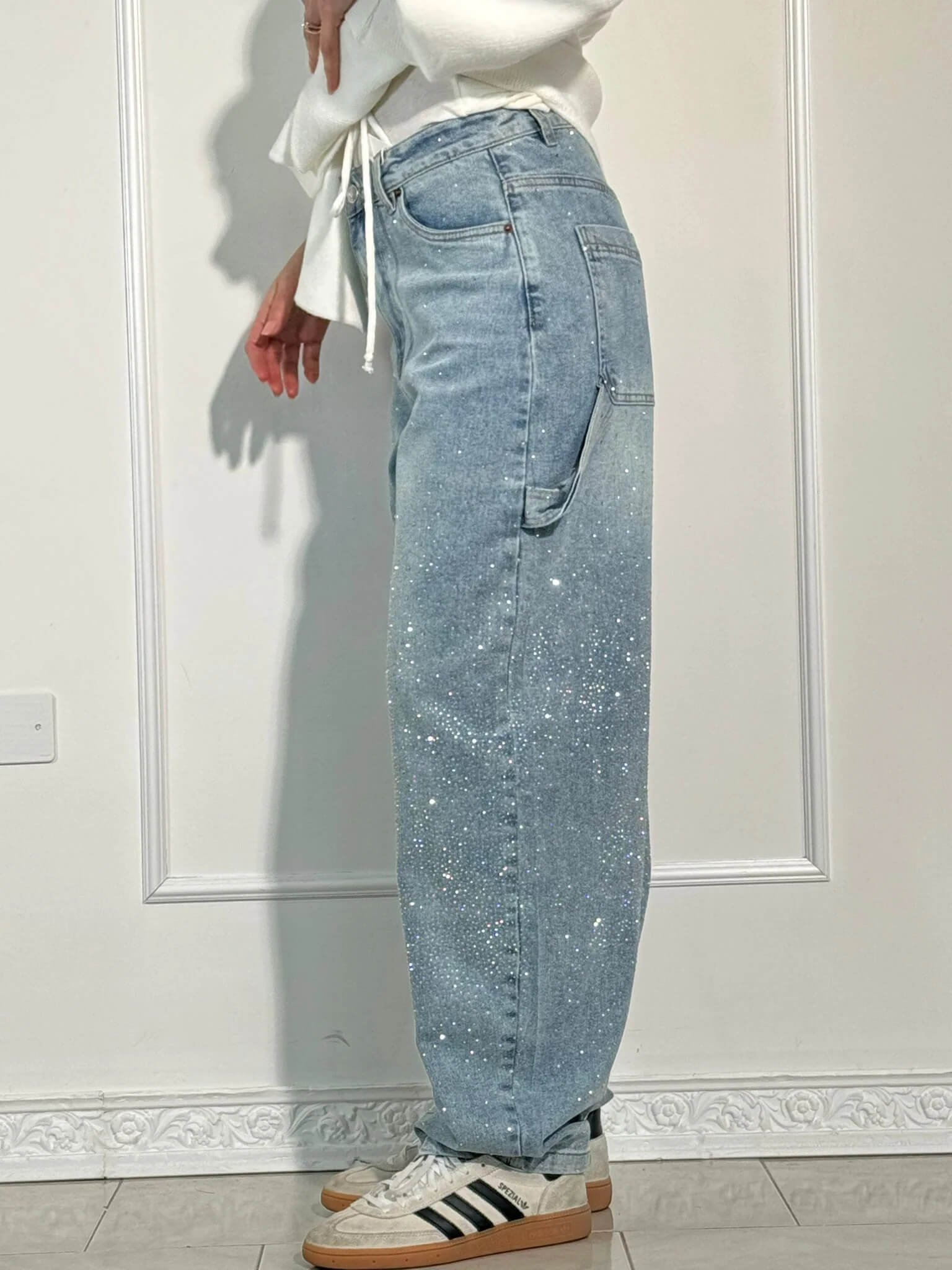 Alessia glinsterende damesjeans | Stretch skinny jeans met subtiele sparkle