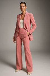 Dames Broekpak Blazer en Pantalon Set Getailleerd Zakelijk Kantoor Formeel - Roze / Grijs / Beige - Maelen