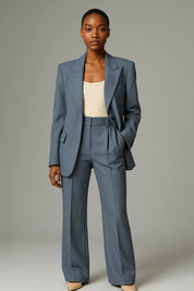 Dames Broekpak Blazer en Pantalon Set Getailleerd Zakelijk Kantoor Formeel - Roze / Grijs / Beige - Maelen