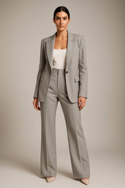Dames Broekpak Blazer en Pantalon Set Getailleerd Zakelijk Kantoor Formeel - Roze / Grijs / Beige - Maelen