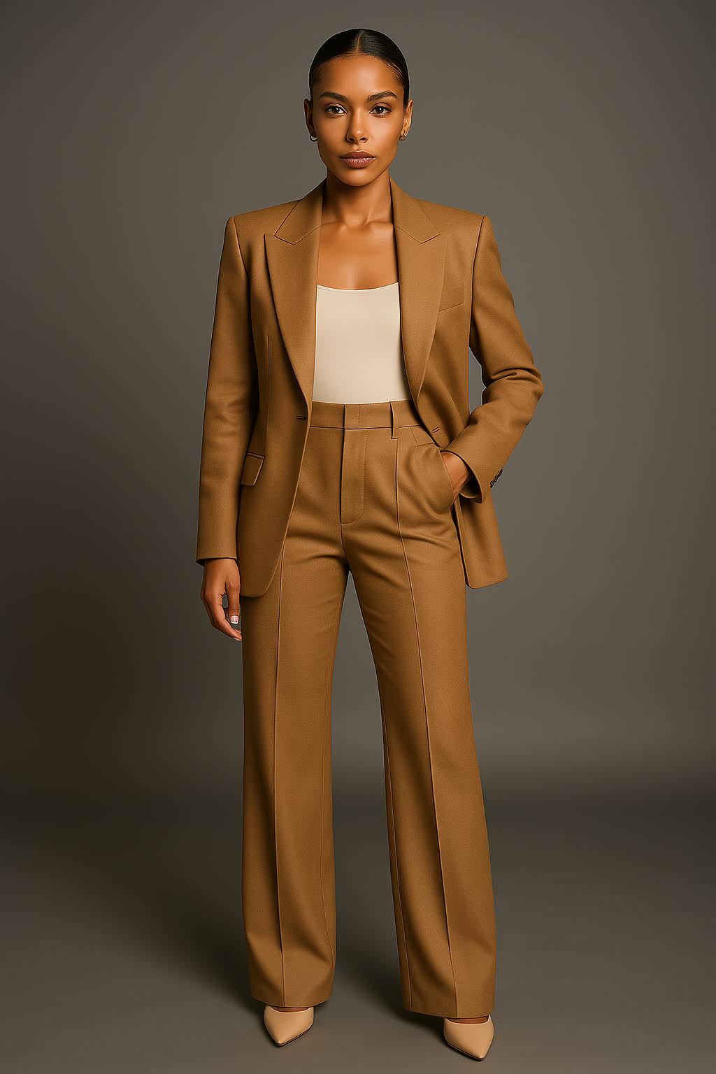 Dames Broekpak Blazer en Pantalon Set Getailleerd Zakelijk Kantoor Formeel - Roze / Grijs / Beige - Maelen
