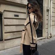 Valentina Wrap Blazer | Dames Blazer van Wolmix met Strikceintuur en Contrastdetail