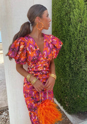 Stijlvolle Zomerjurk met V-hals en Pofmouwen - Valentina Bellucci