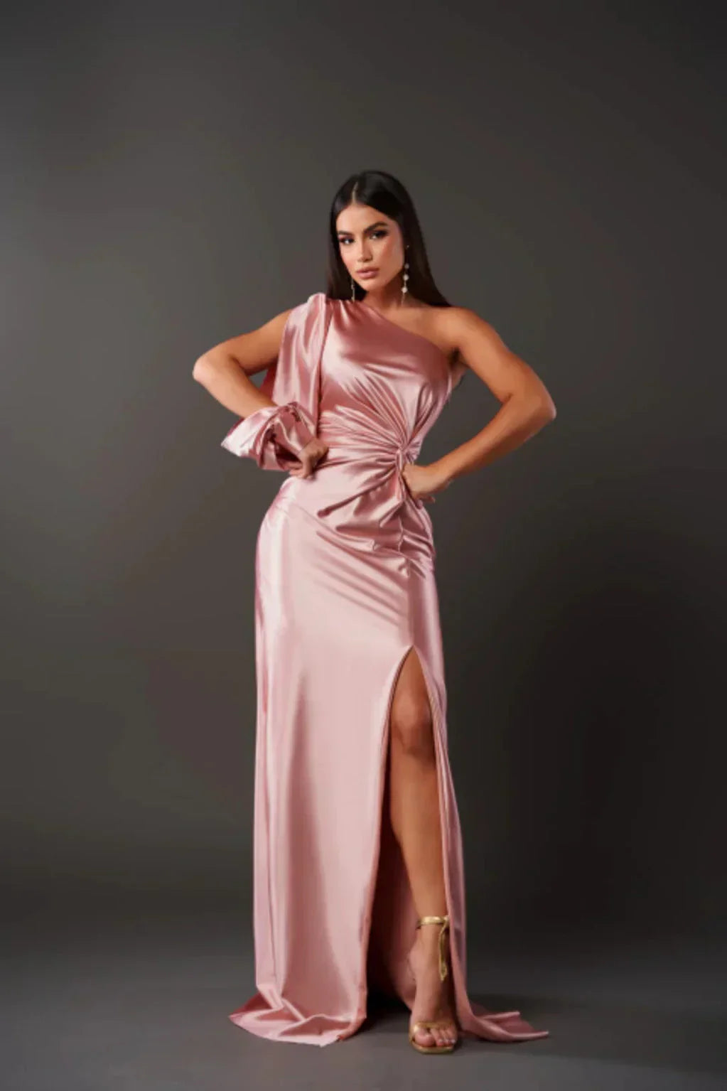 Dames Maxi Jurk met Split One Shoulder Elegant Feestelijk Vloerlengte - Turkoois / Olijfgroen / Marineblauw - Maelen