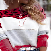 Alessia Dames sweatshirt met dierenprint & colorblock | Gebreid, relaxed fit & lange mouwen