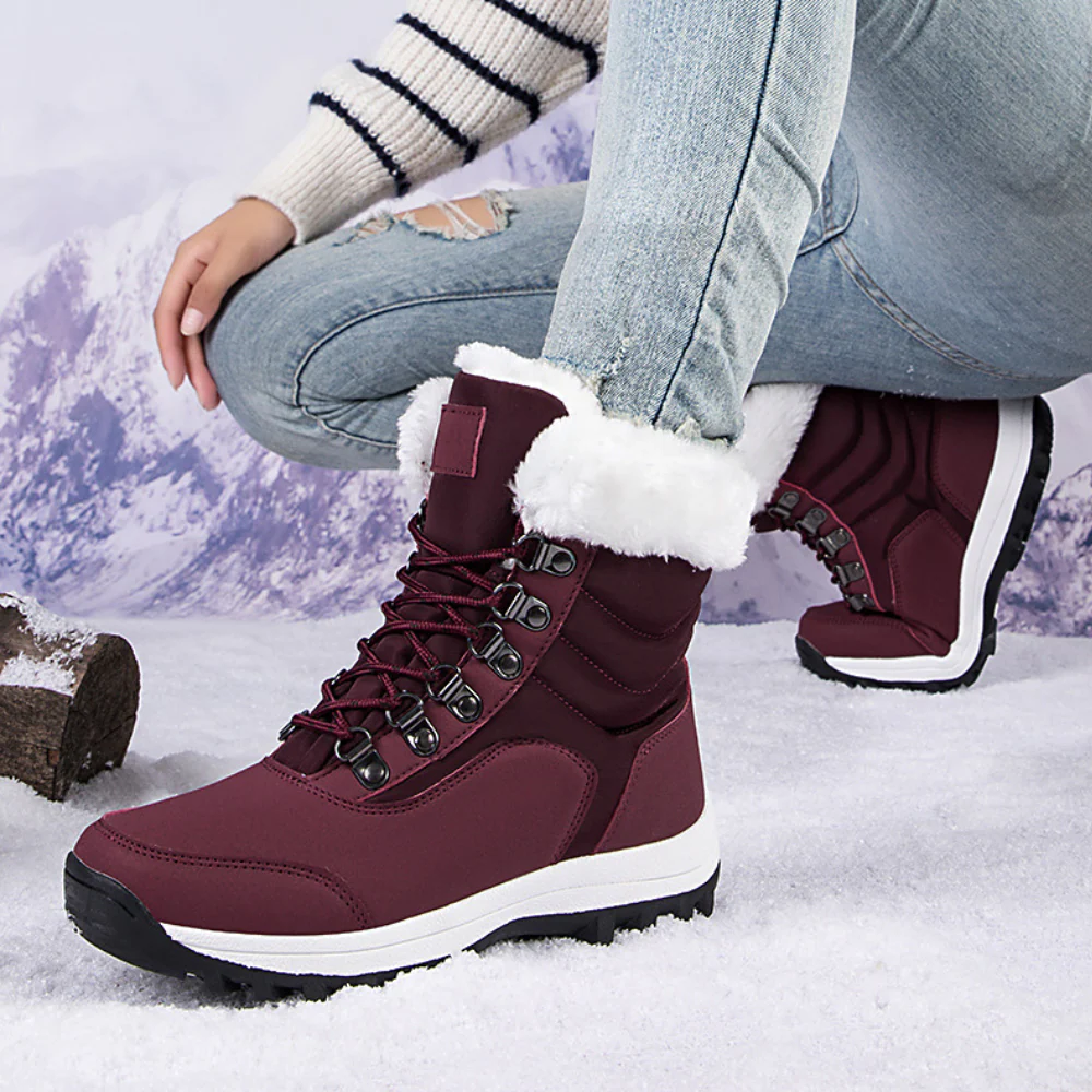 Chiara Boots | Dames Quilted Mid-Calf Winterlaarzen met Fleece Voering en Vetersluiting