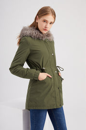 Chiara Parka Coat | Gevoerde Winter Damesjas met Imitatiebont Capuchon