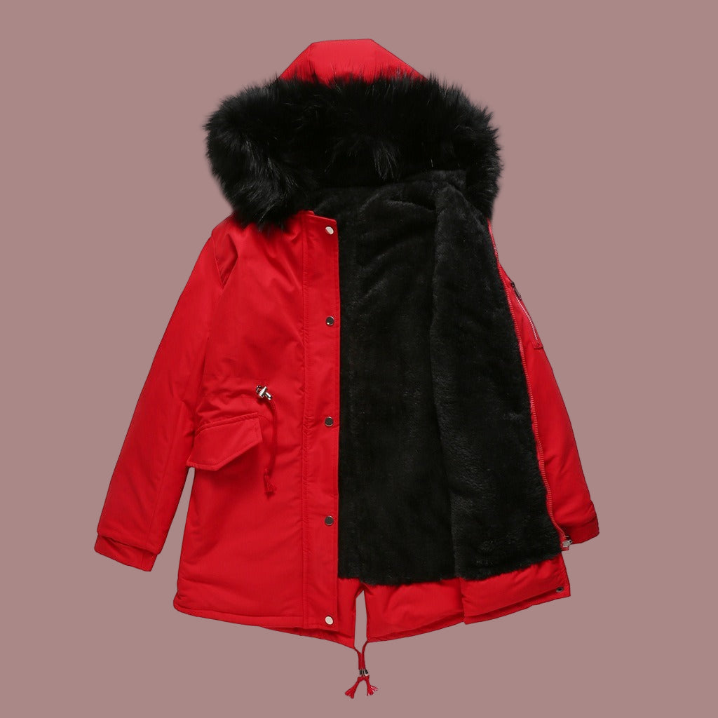 Chiara Parka Coat | Gevoerde Winter Damesjas met Imitatiebont Capuchon