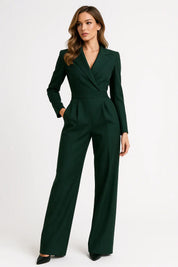 Vittoria Luxe blazer jumpsuit dames – elegante V-hals jumpsuit met wide-leg pasvorm