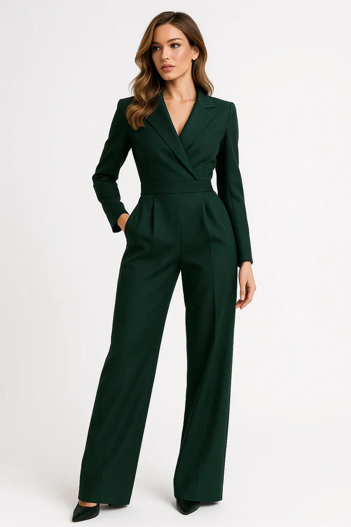 Vittoria Luxe blazer jumpsuit dames – elegante V-hals jumpsuit met wide-leg pasvorm